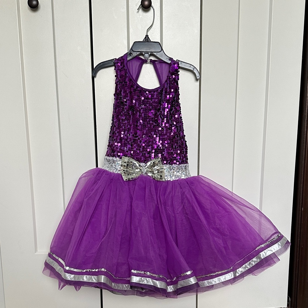 Weissman Purple Sequin Dance Costume with Silver Accents